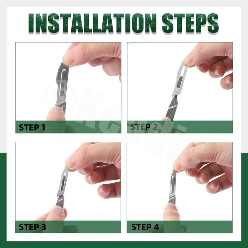 Keadic 64Pcs Scalpel Blade Handle with #10#11#12#13#14#15 Scalpels Surgical Sterile Blades, High Carbon Steel Laboratory Blade-Lab Knives for Practicing Cutting, Sculpting, Callus Removal - Image 5